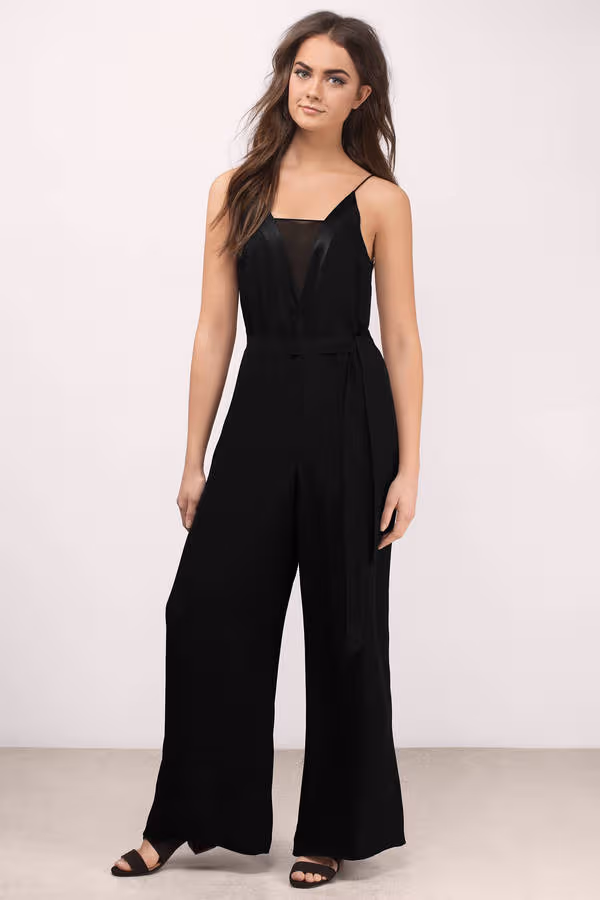 Vivid Waist Tie Jumpsuit - Black