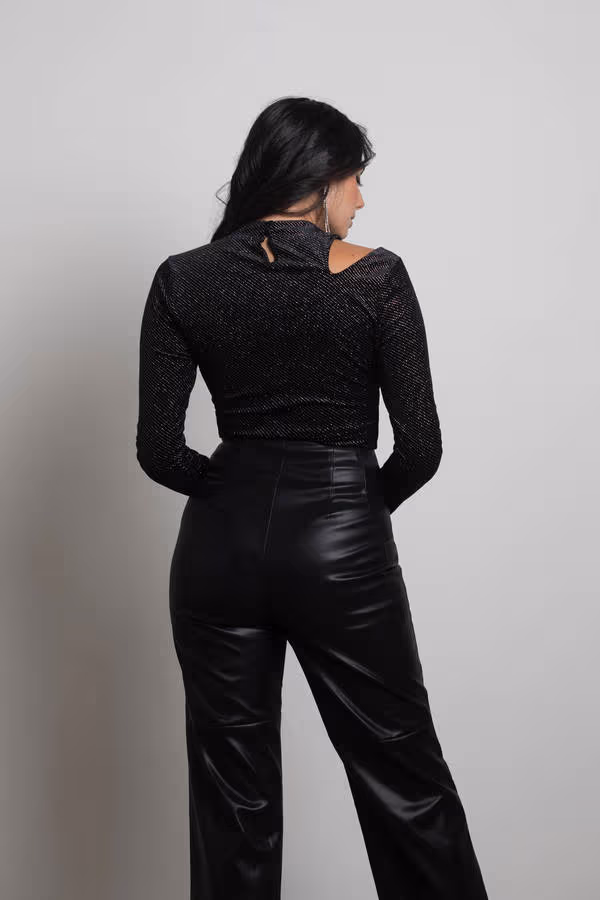 Joan Rhinestone Velvet Top - Black