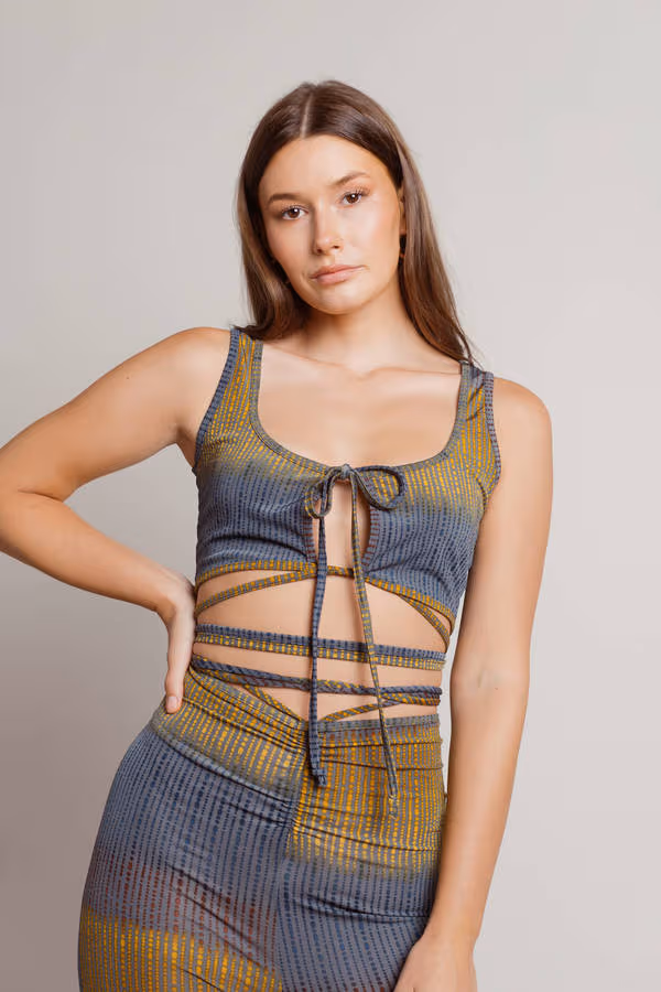 Fun Night Out Crop Top - Grey Multi