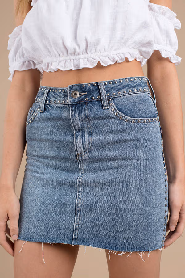 Pistola Sierra Studded Mini Skirt - Medium Wash