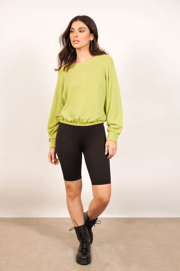 Warm Up Waffle Knit Top - Lime