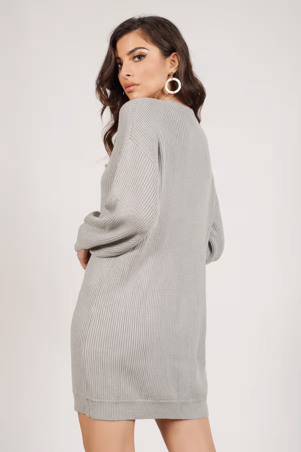 So Lost Ribbed Sweater Mini Dress - Blush