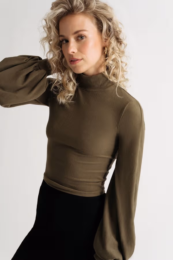 Winter Basics Crop Top - Olive Green