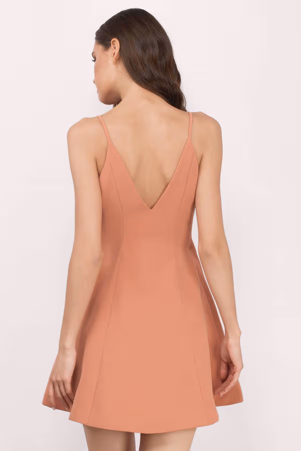Cameo Dream Space Button Down Deep V Mini Dress - Terracotta