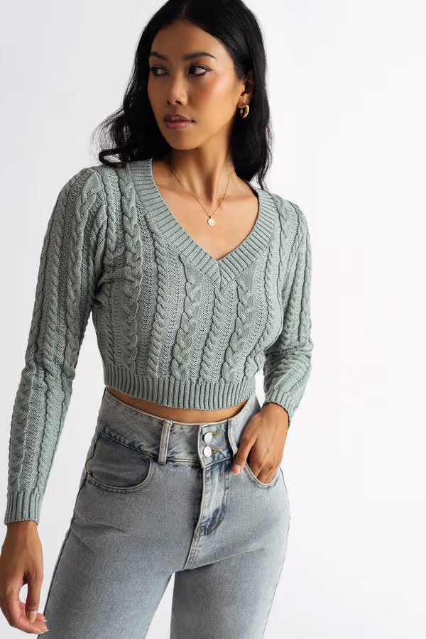 Sammie Cable Knit Sweater - Sage