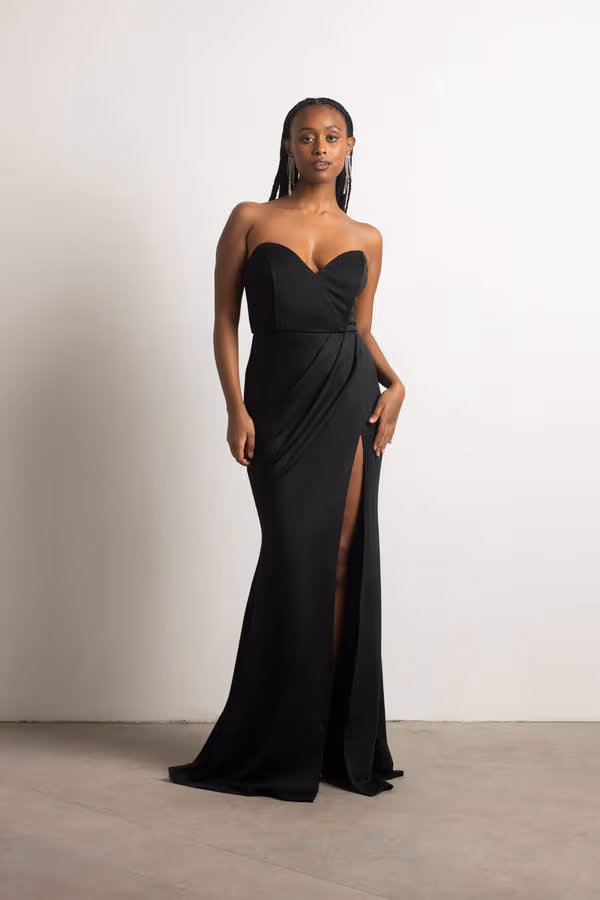 In A Dream Sweetheart High Slit Maxi Dress - Burgundy