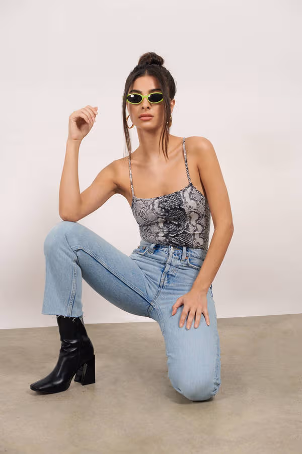 Run Through Snake Print Bodysuit - Multi