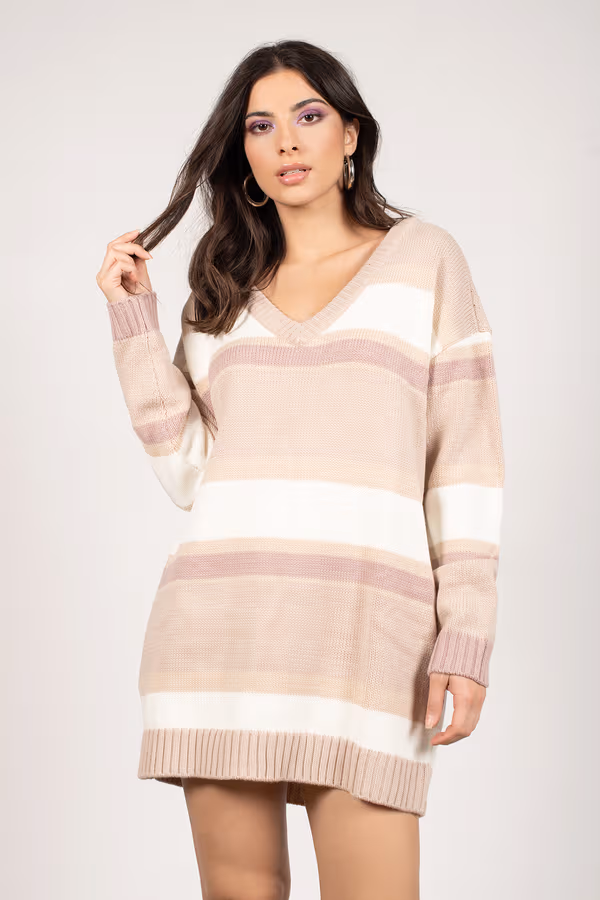Diana Stripe Sweater Mini Dress - Navy Multi