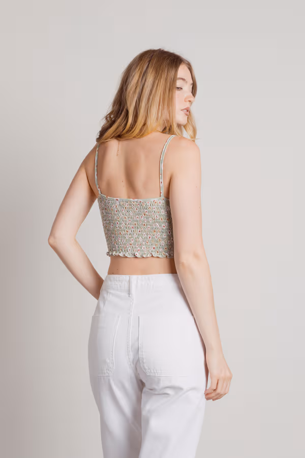 Flower Power Crop Top - Sage