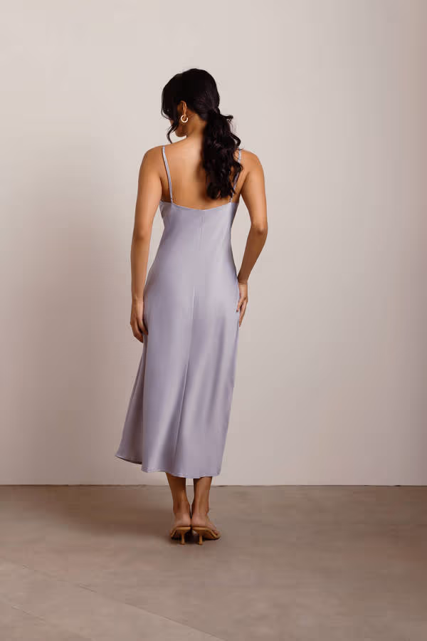 Show Up Satin Cami Midi Dress - Black