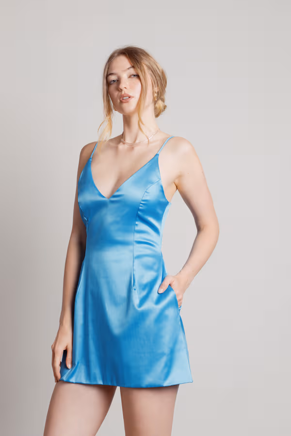 Serena Satin A-line Mini Dress - Black