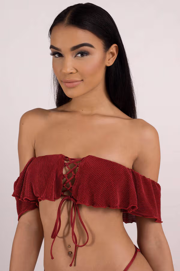 Blue Enchanted Lace Up Bikini Top - Ruby