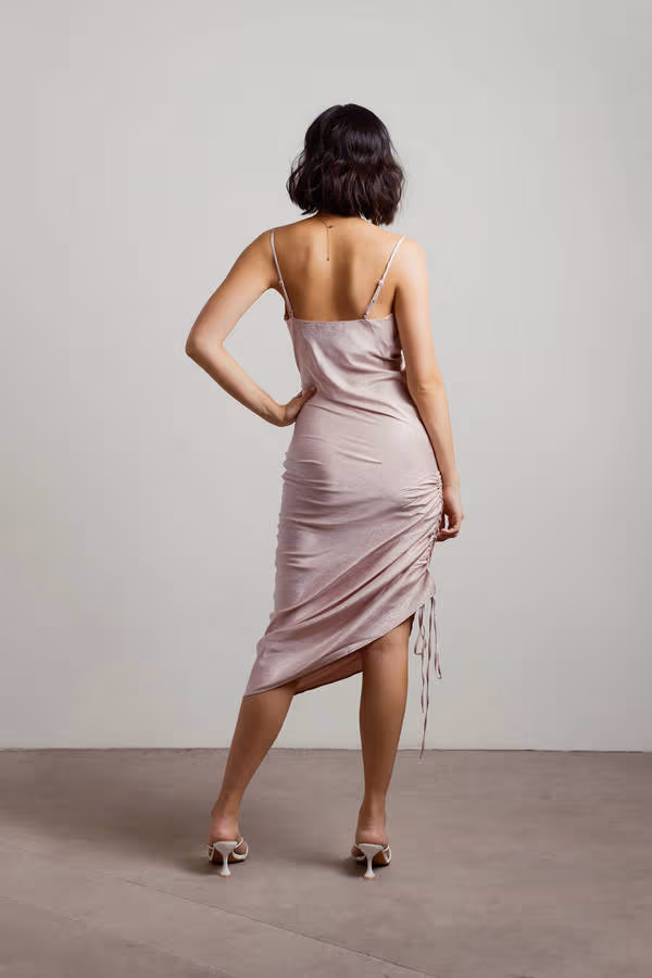 Amari Satin Cowl Neck Midi Dress - Mauve