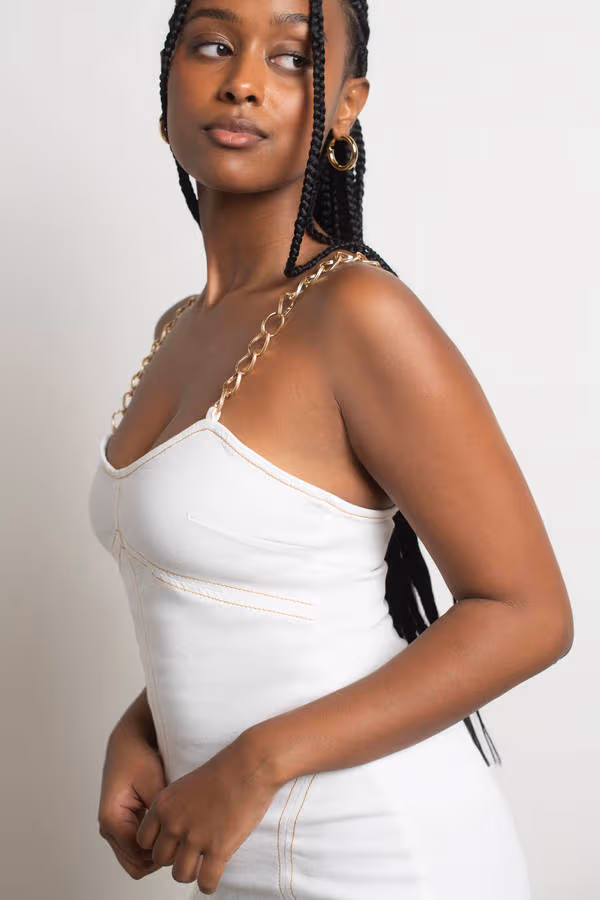 Courtnie Chain Strap Bodycon Mini Dress - White