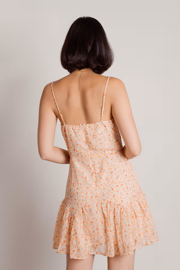 Feeling So Pretty Floral A-line Mini Dress - Peach