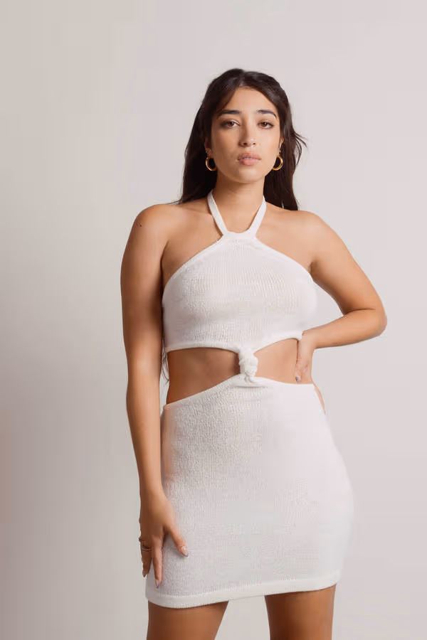 Just The Thing Cutout Bodycon Mini Dress - Beige