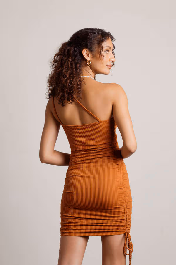 Already Told You Ruched One Shoulder Mini Dress - Olive