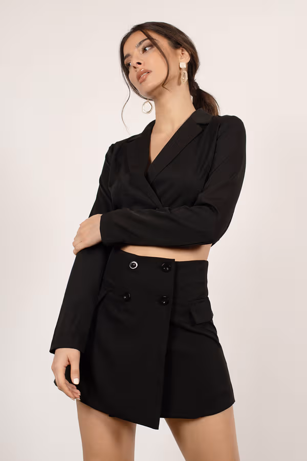 Valerie Surplice Mini Skirt - Black