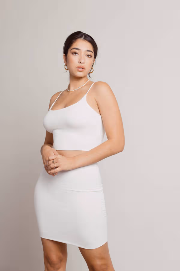 Take Pride Cami Crop Top and Mini Skirt Set - Off White
