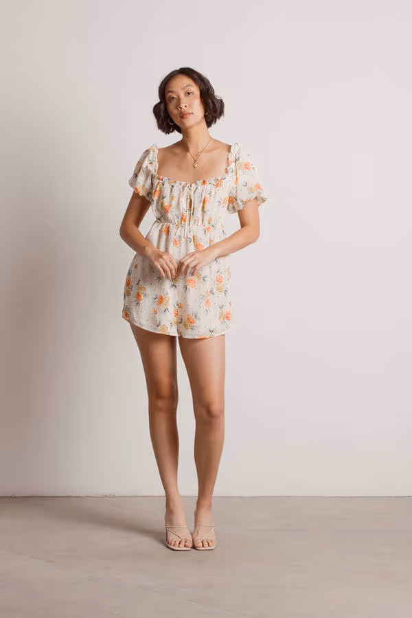 In Bloom Floral Romper - Ivory