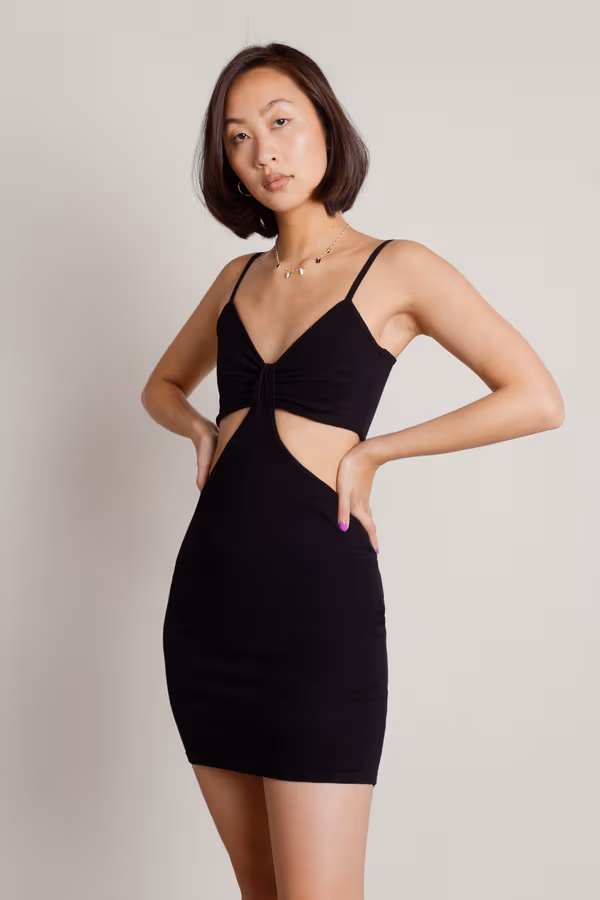 Drowsy Dreams Cutout Bodycon Mini Dress - Black