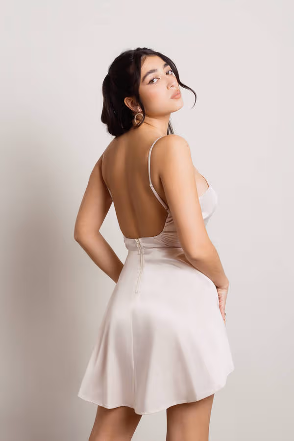 Loraine Open Back Skater Mini Dress - Black