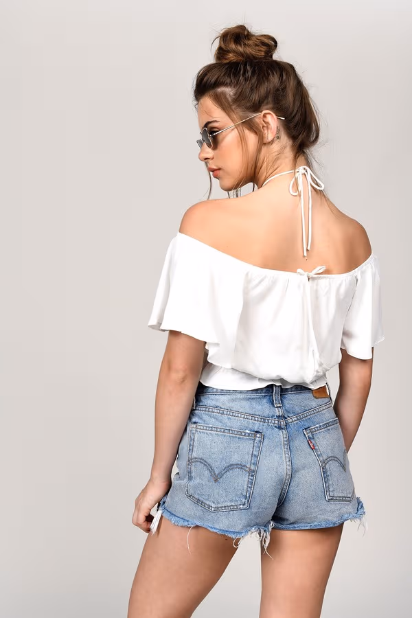 In Your Head Cross Halter Blouse - White