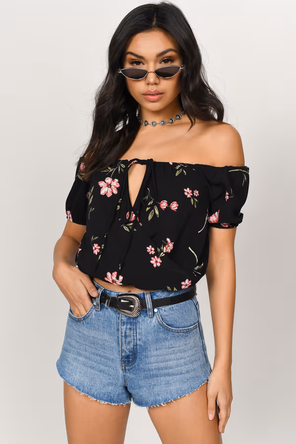 Not Your Girl Crop Top - Black Multi