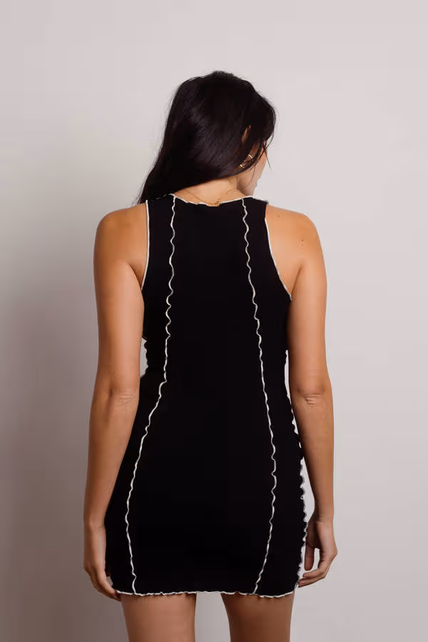 Saturn Exposed Stitch Bodycon Mini Dress - Orange