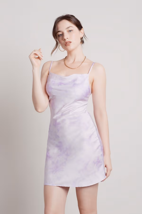 Lesli Tie Dye Slip Mini Dress - Purple
