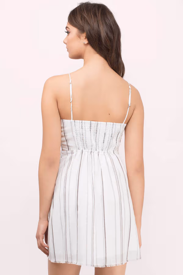 The Jetset Diaries Raya Stripe Skater Mini Dress - Charcoal Stripe