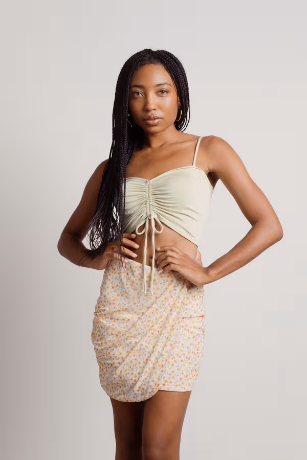 Mina Crop Top and Cardigan Set - Green