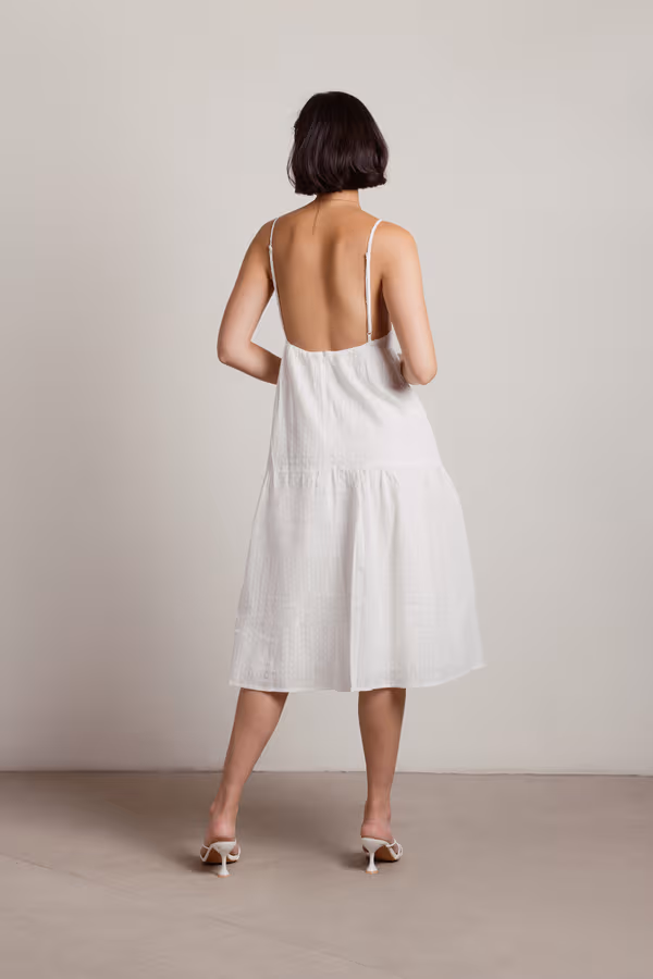 Sweetness Open Back Tiered Midi Dress - White