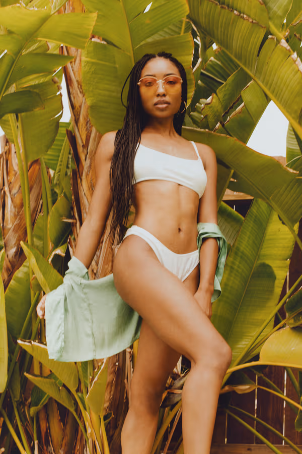 Make A Splash Metallic Bikini Set - White Multi