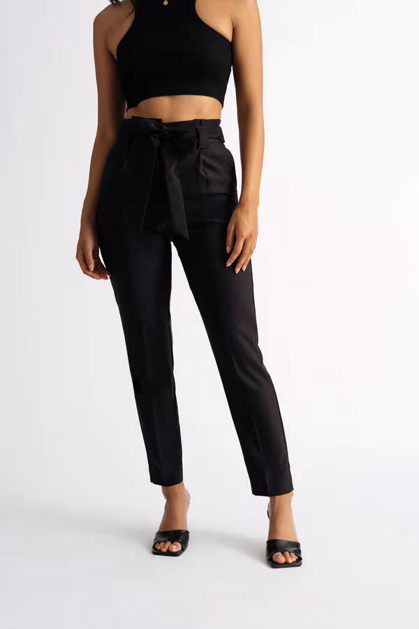 Make My Way Black Paperbag Pants