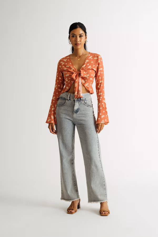 Harper Crop Top - Red Brown