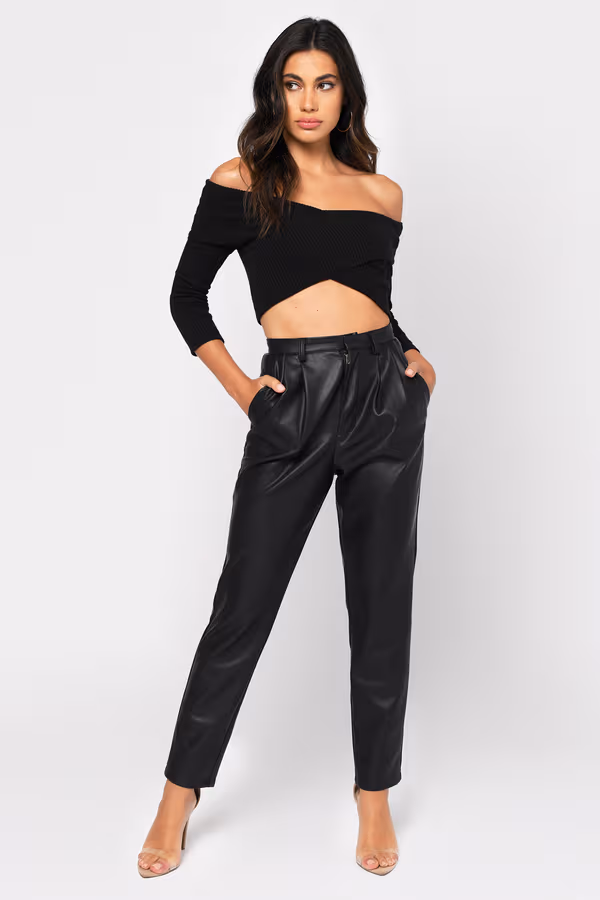 Crossing Lines Crop Top - Black