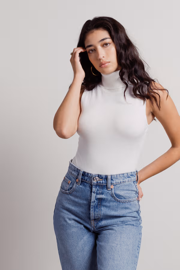 Mari Turtleneck Bodysuit - White