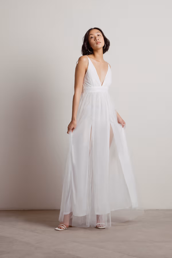 Slay The Night Deep V Double High Slit Maxi Dress - Black