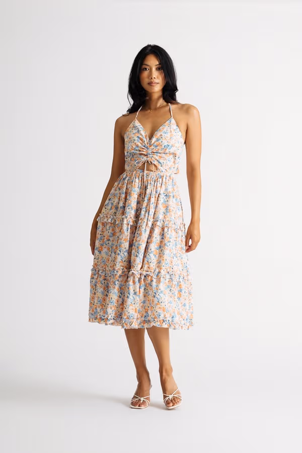 Christine Floral Skater Mini Dress - White Multi