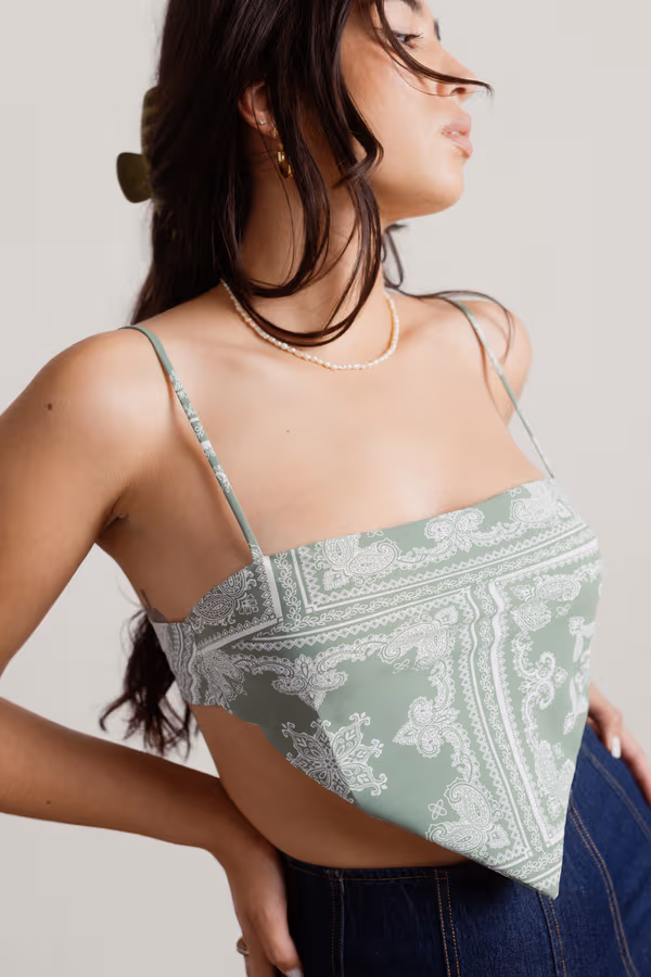 Scarf It Up Crop Top - Yellow