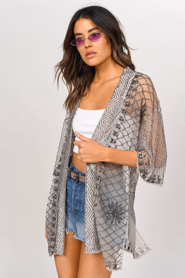 Once Yours Embellished Cover Up - Grey