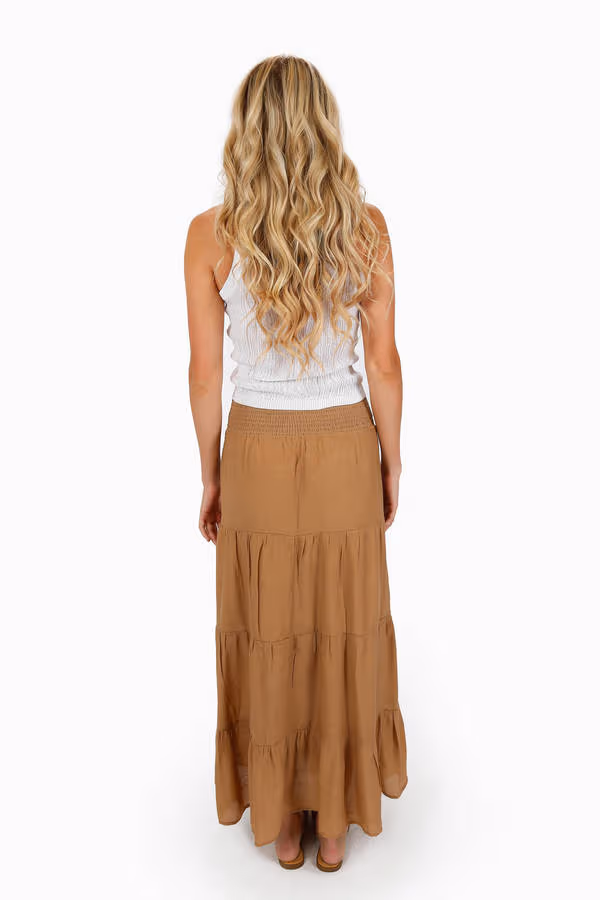 Sariyah Tiered Maxi Skirt - Clay
