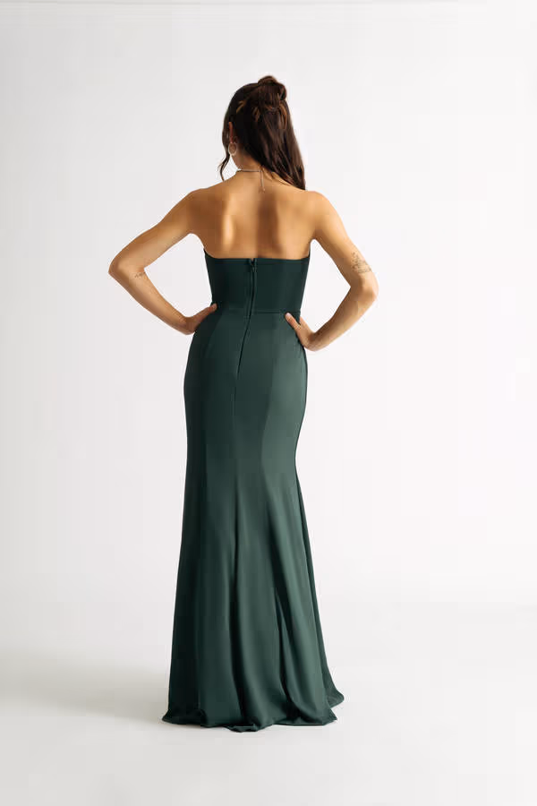 Faded Love Emerald Green Bustier Slit Maxi Dress