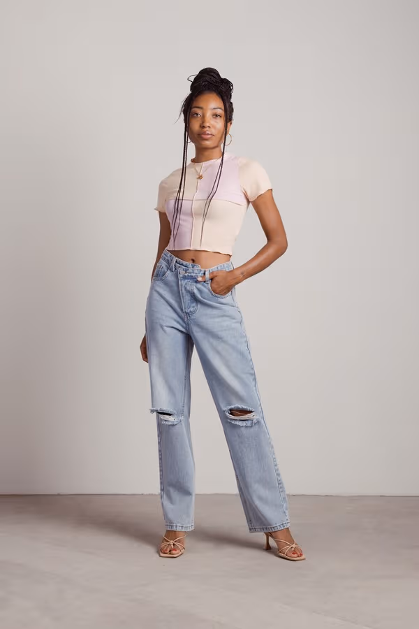 Quinn Crop Top - Mint-Ivory