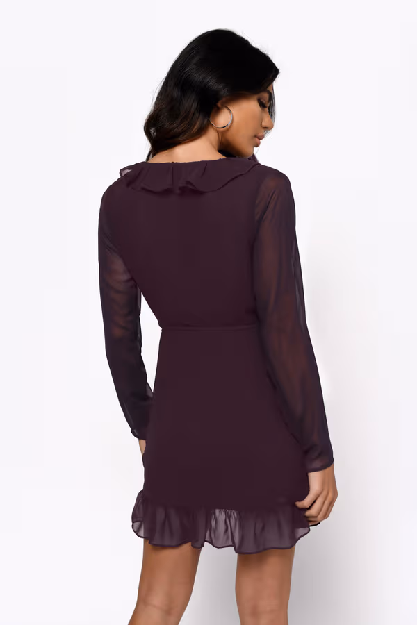 Wake Up Ruffle Skater Mini Dress - Plum