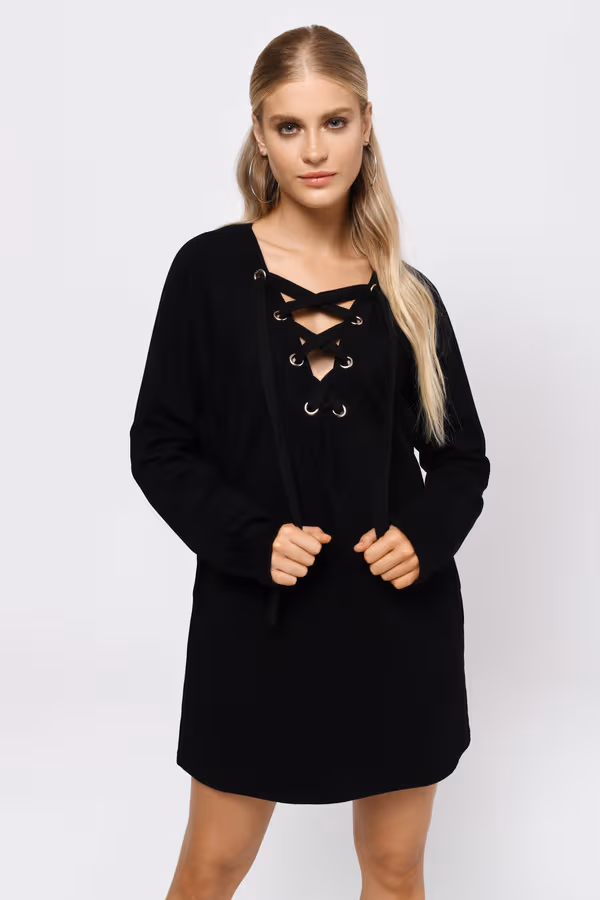 Sophia Lace Up Mini Dress - Wine