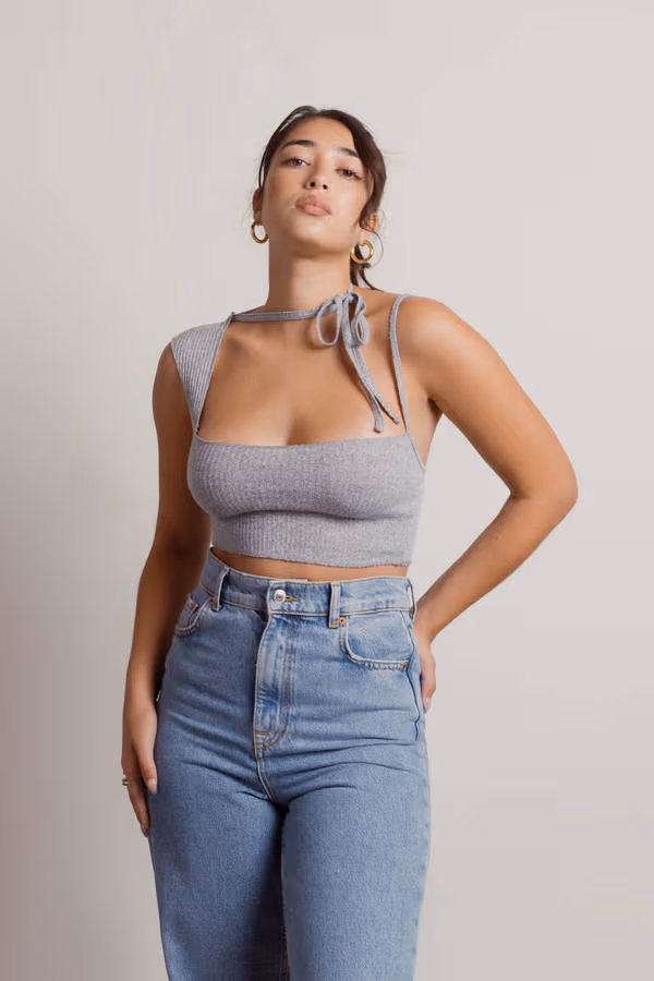 Bad Habit Crop Top - Grey