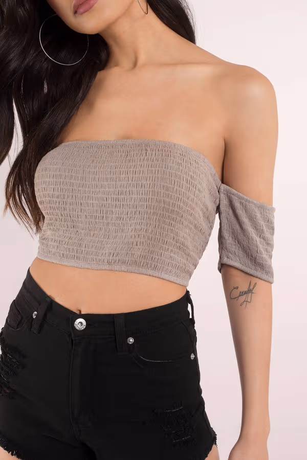 Deanna Crop Top - Taupe