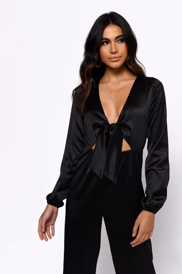 Mila Front Tie Jumpsuit - Black